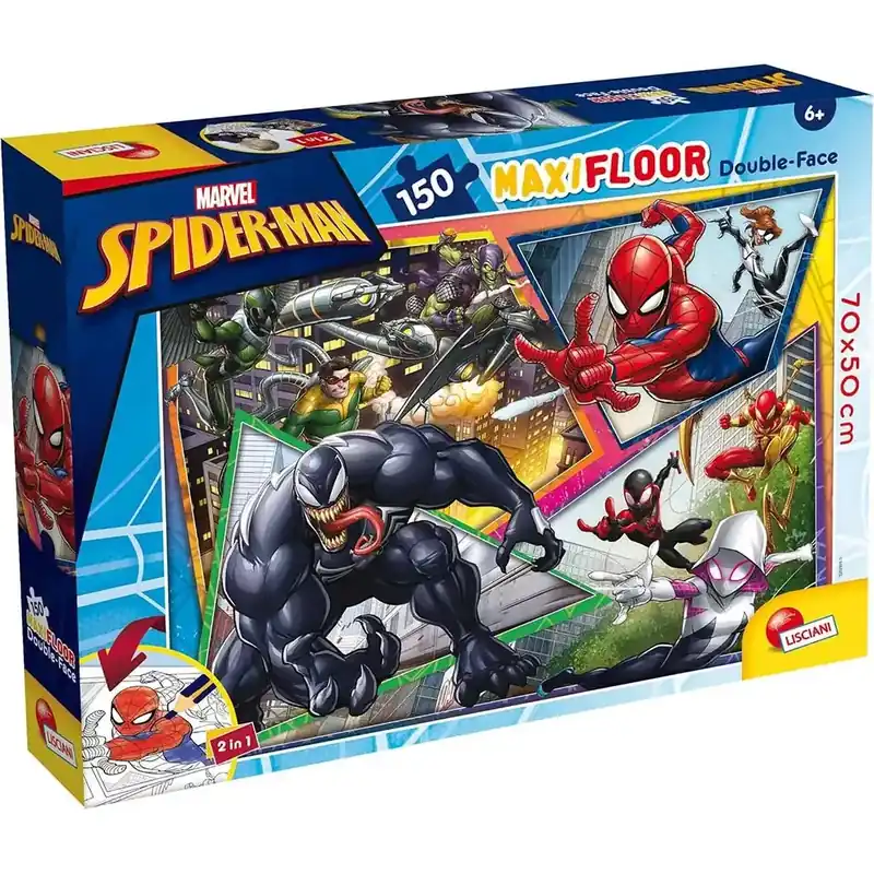 Ne maradj le Pókember 2 az 1-ben maxi 150db-os puzzle és színező 70x50cm - Lisciani
