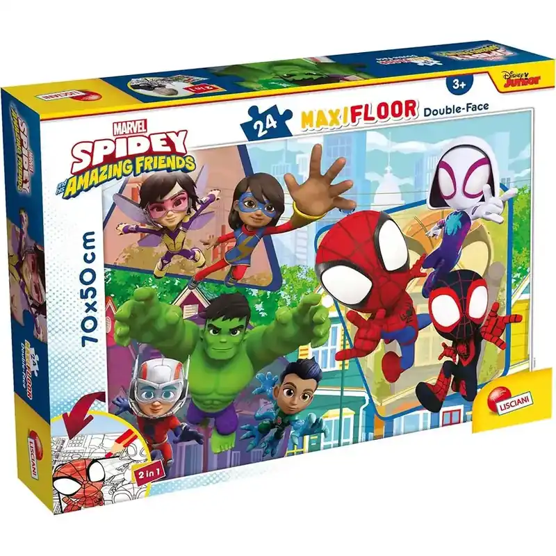 Szezonális akció Marvel Spidey 2 az 1-ben maxi 24db-os puzzle és színező 70x50cm - Lisciani