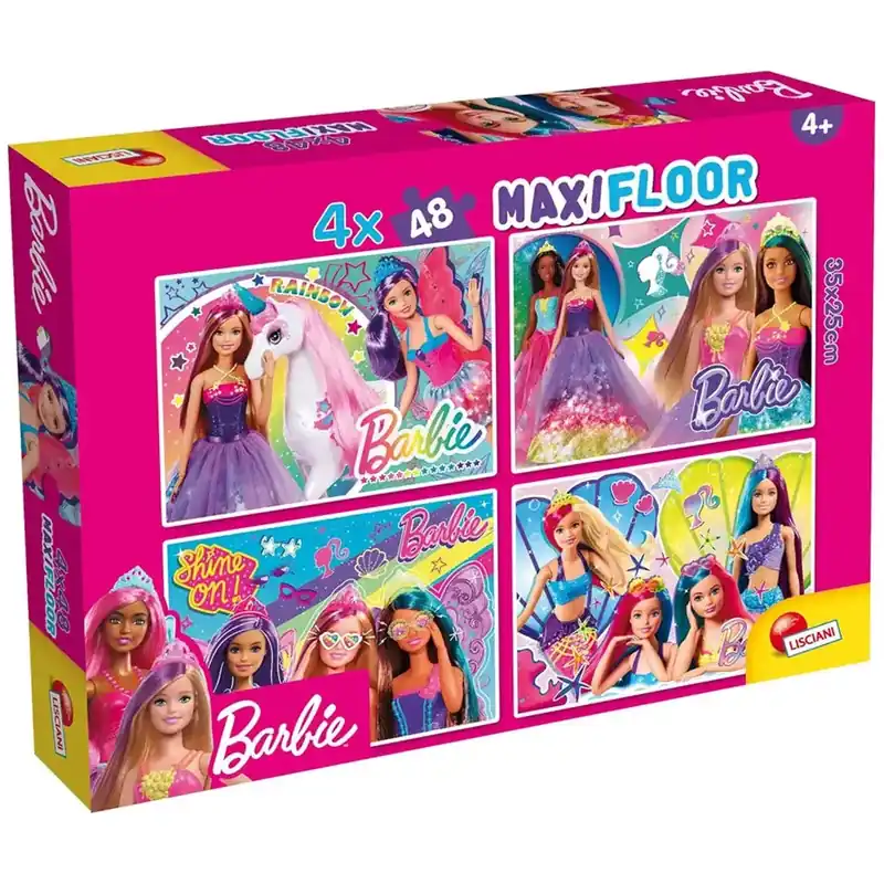 Akció Barbie mágikus világa 4x48db-os maxi padló puzzle 35x25cm - Lisciani