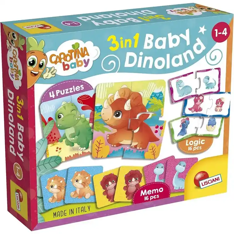 Carotina baby Dinoland 3 az 1-ben memo, puzzle és párosító játék - Lisciani Akció