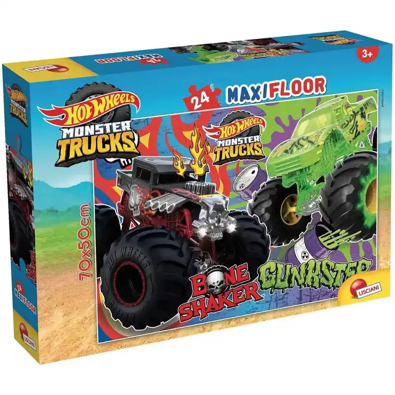 Hot Wheels Monster trucks 24db-os maxi padló puzzle 70x50cm - Lisciani Nézd meg most