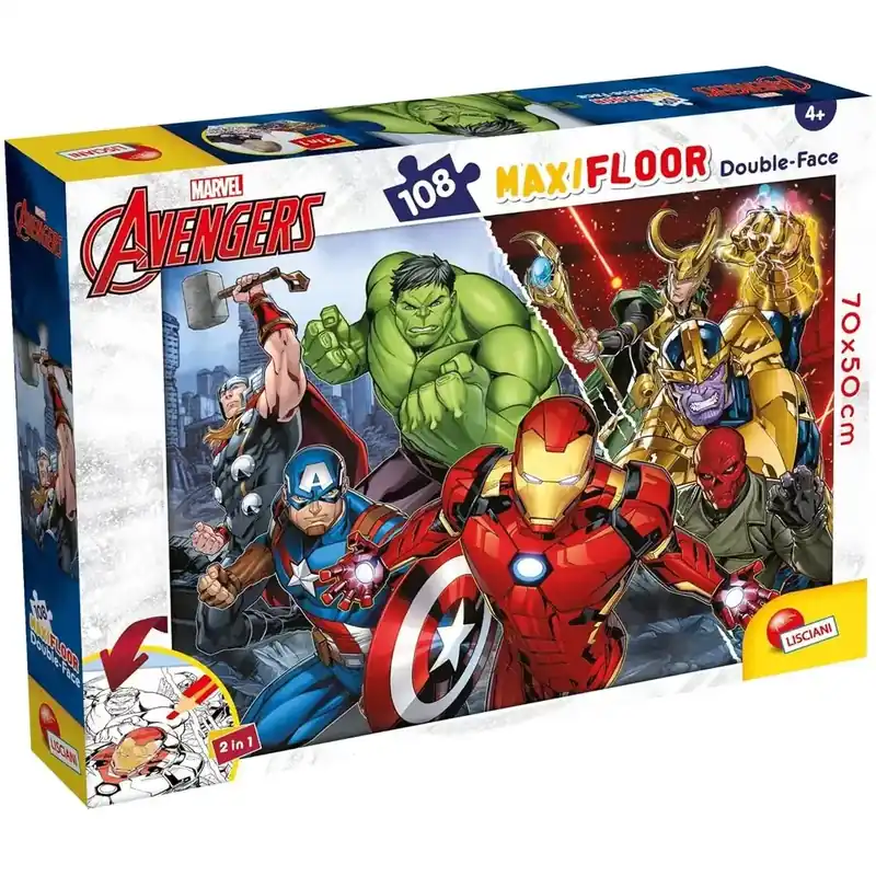 Bosszúállók 2 az 1-ben 108db-os maxi puzzle és színező 70x50cm - Lisciani Kedvezmény