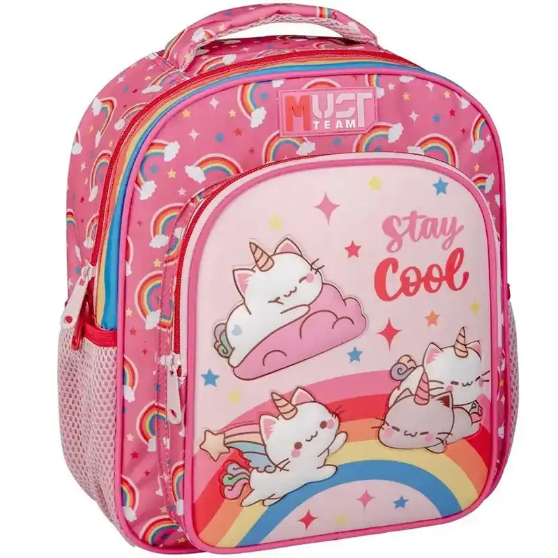 Luna Must Team unikornis cicák lekerekített 2 rekeszes ovis hátizsák 27x10x31cm Kedvezményes ár