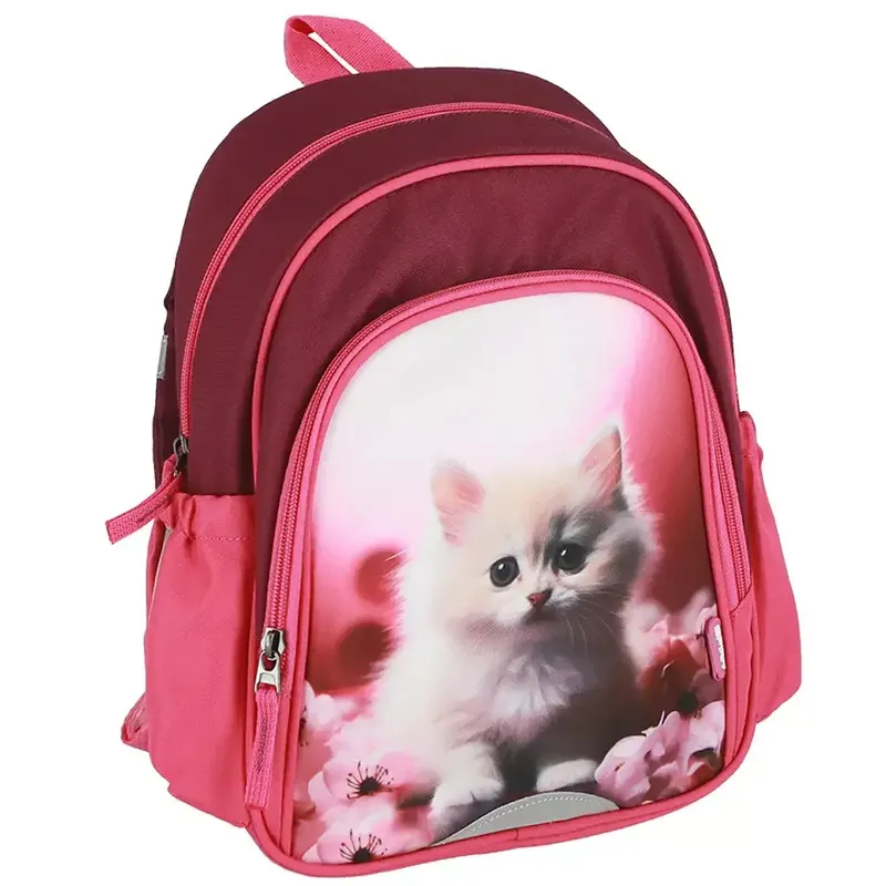 Spirit Kitty cica mintás lekerekített iskolatáska, hátizsák 24x13x31cm Korlátozott ajánlat