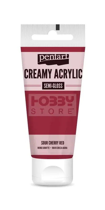 Szuper akció Pentart selyemfényű meggypiros színű akril bázisú krémes hobbi festék 60 ml