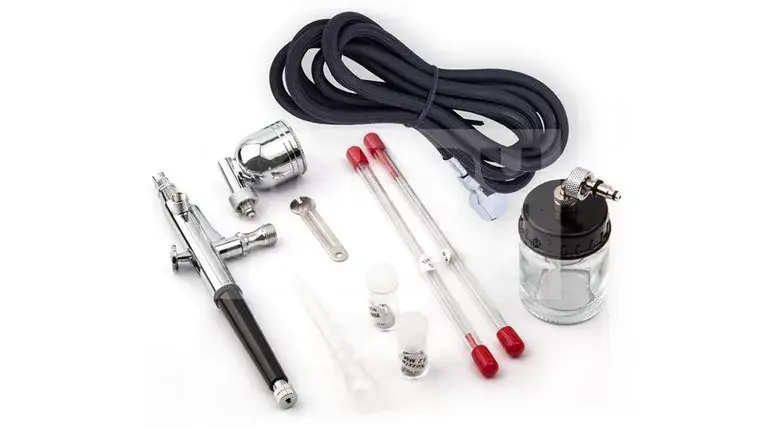 Szuper ajánlat FENGDA BD-134K Szórópisztoly készlet (Airbrush Gun Set) 0.2-0.3-0.5-ös dűznivel-tűvel és légkábellel BD-134K