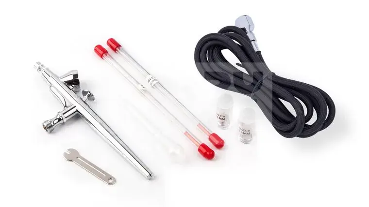 FENGDA BD-207K Szórópisztoly készlet (Airbrush Gun Set) 0.2-0.3-0.5-ös dűznivel-tűvel és légkábellel BD-207K Csak ma