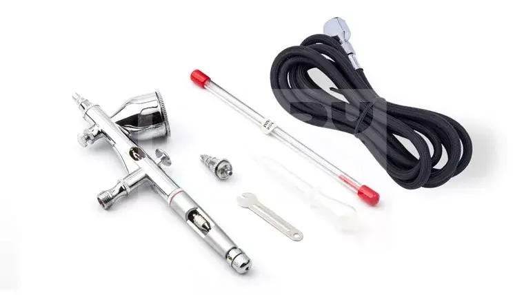 Kedvezmény FENGDA BD-180K Szórópisztoly készlet (Airbrush Gun Set) 0.2-0.3-as dűznivel-tűvel és légkábellel BD-180K