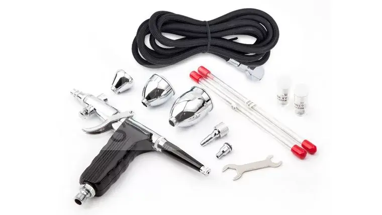 FENGDA BD-116C Szórópisztoly készlet (Trigger Airbrush Gun Set) 0.3-0.5-0.8-as dűznivel-tűvel és légkábellel BD-116C Prémium