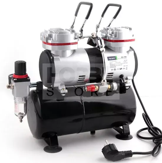 Fengda Airbrush mini compressor with air reservoir- Mini csendes - kéthengeres levegőtartályos (3.5L) airbrush kompresszor FD-196 Gyors kiszállítás