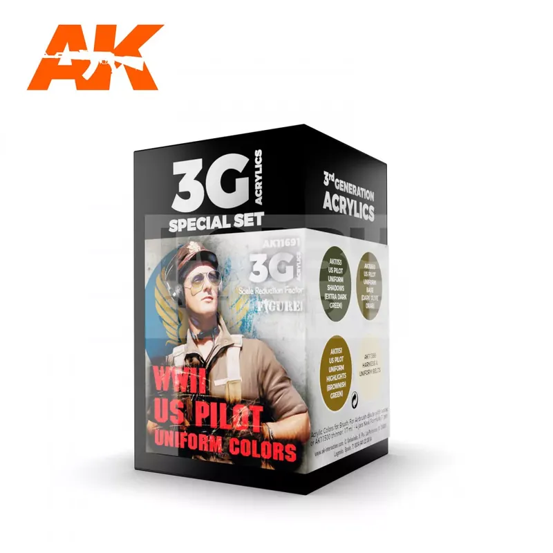Akciós ár AK Interactive WWII US PILOT UNIFORM COLORS festék szett AK11691