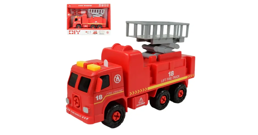 Legnépszerűbb Fire Engine Emelőkosaras szétszerelhető tűzoltóautó szerszámokkal és hanggal 20 cm