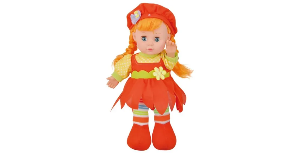 Vörös hajú rongytestű baba sapival 30 cm-es Szezonális akció