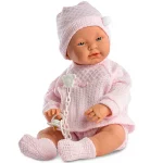 Csecsemő lány baba rózsaszín ruhában 45 cm Biztonságos fizetés