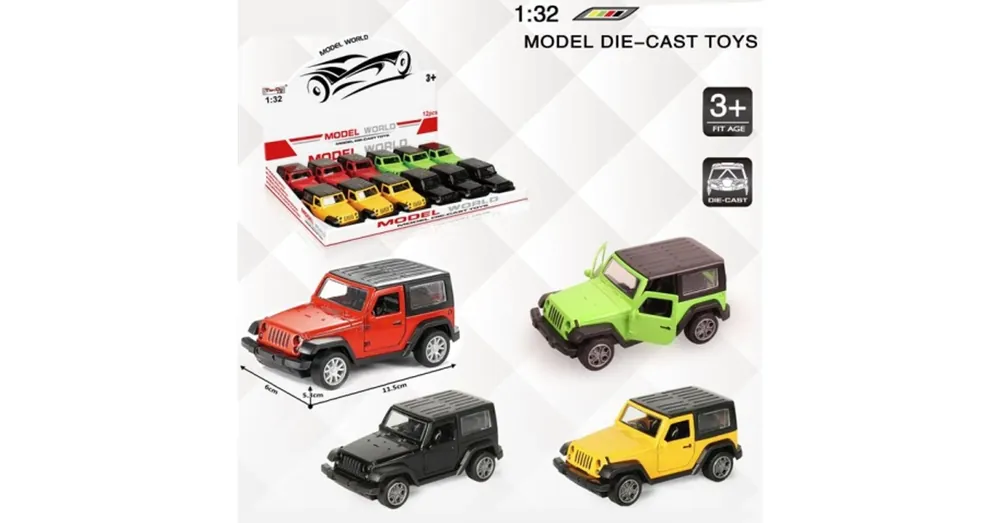 Biztonságos fizetés Jeep Wrangler hátrahúzható fém autómodell több változatban 1/32