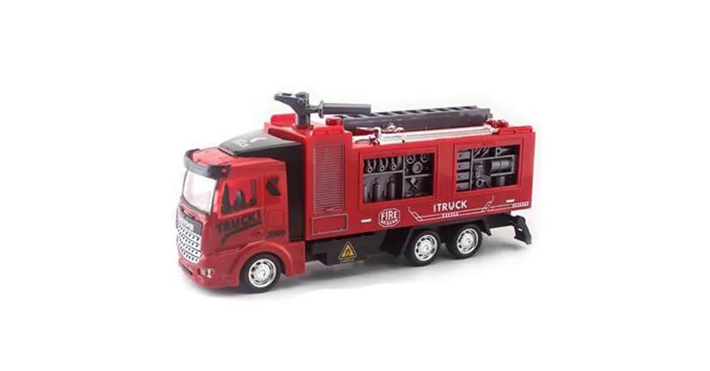 Tűzoltó autó hátrahúzós meghajtással, fénnyel és hanggal 1/48 Gyors szállítás