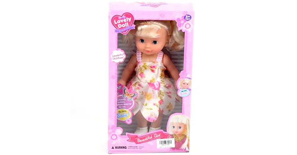 Nézd meg most Szőke hajú baba nyári ruhában 26 cm-es