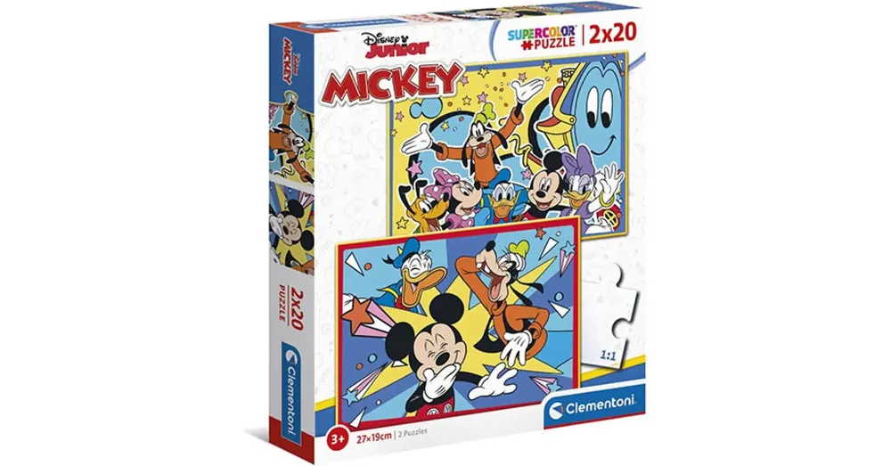 Mickey egér és barátai Supercolor 2 az 1-ben puzzle 2×20 db-os – Clementoni Legjobb ár