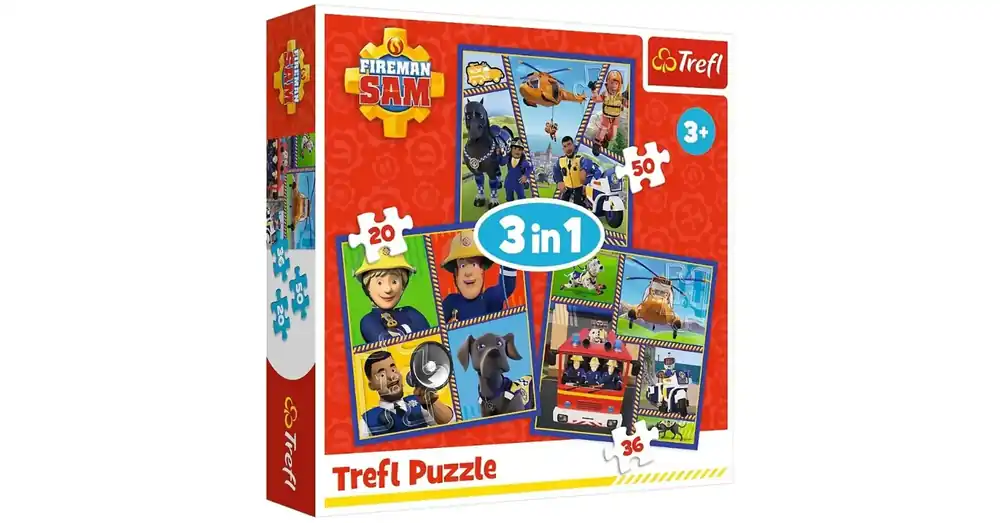 Ajánlat Sam a tűzoltó 3 az 1-ben 50, 36 és 20 db-os puzzle – Trefl