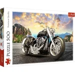 Újdonság Fekete Chopper motorkerékpár 500 db-os prémium puzzle – Trefl
