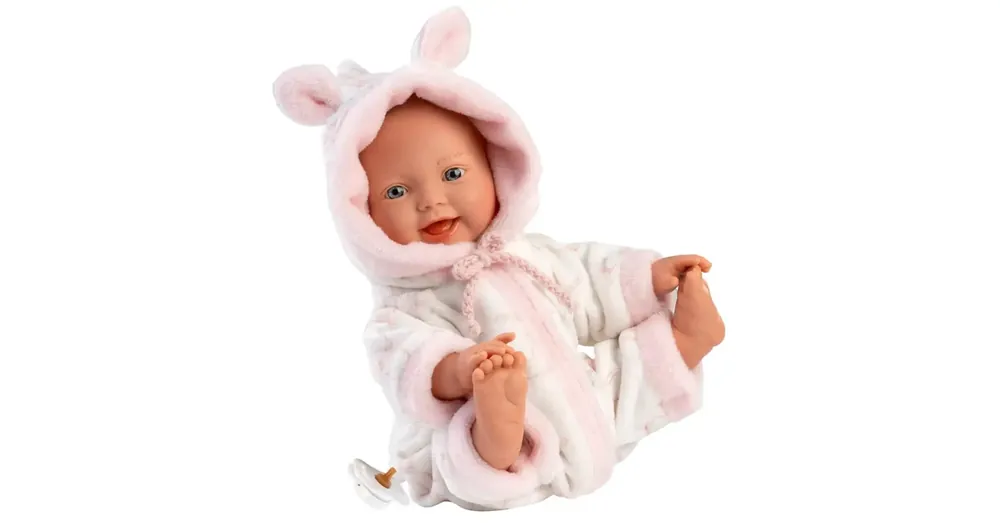 Akciós ár Llorens Lány csecsemő baba puha gólyamintás pizsamában 31 cm
