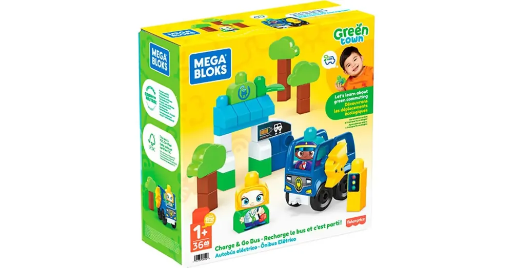 Azonnal elérhető Fisher-Price Green Town buszmegálló töltőállomással építőjáték – Mega Bloks