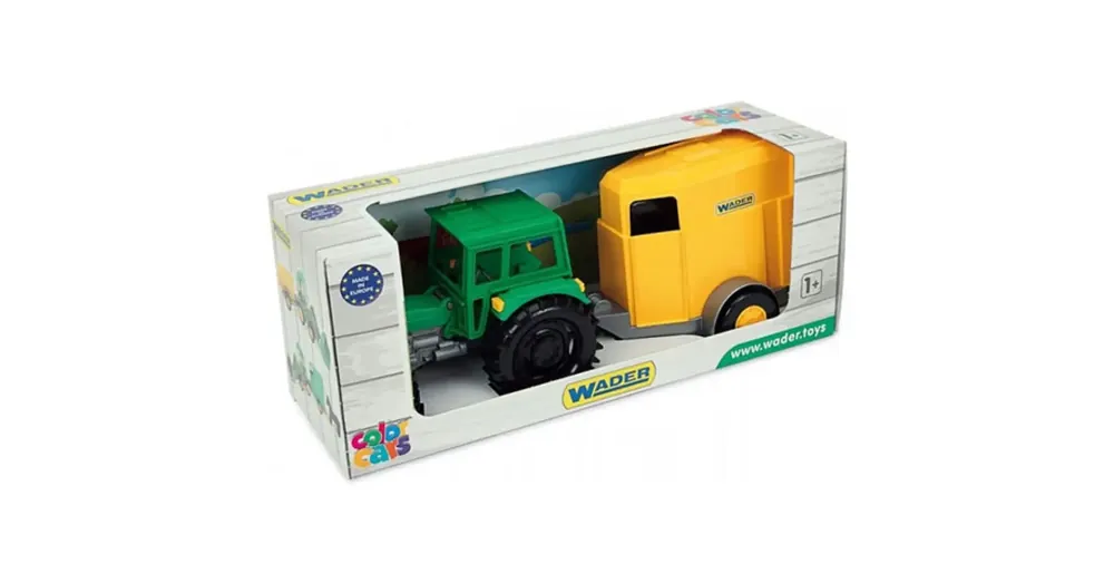 Ajánlat Zöld traktor lovas utánfutóval 38 cm – Wader