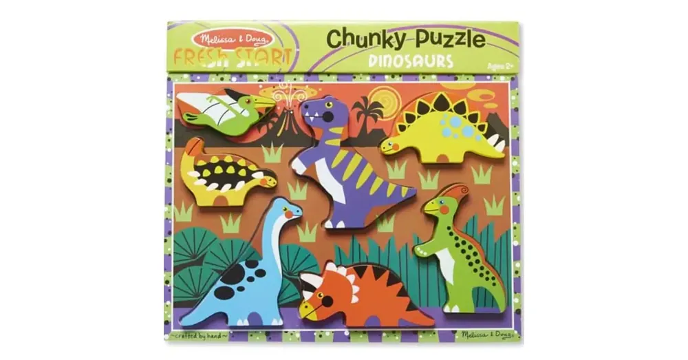 Prémium Dinók könnyen megfogható fa forma puzzle – Melissa Doug