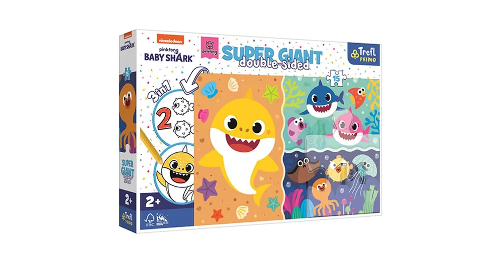 Exkluzív ajánlat Baby Shark Super Giant kétoldalas 3 az 1-ben puzzle 15 db-os – Trefl