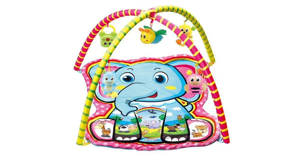 Elefántos baby játszószőnyeg plüss állatokkal 72×65×47 cm Kihagyhatatlan ajánlat