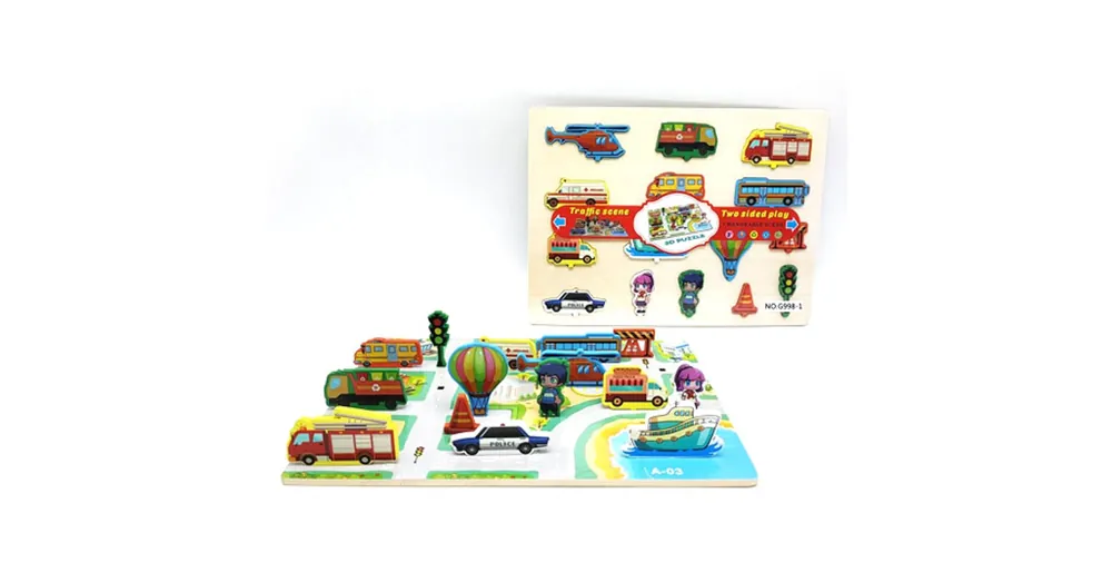 Biztonságos fizetés Városi forgalom fa kétoldalú puzzle