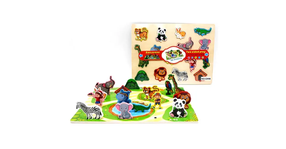 Állatos fa formaillesztő kétoldalú puzzle Árengedmény
