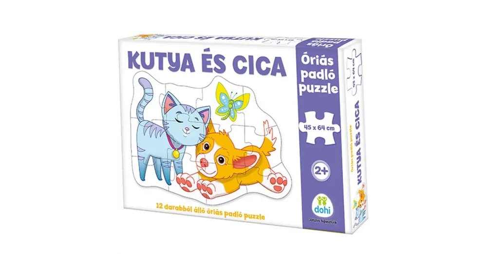 Kutya és cica óriás padló puzzle 12 db-os Outlet