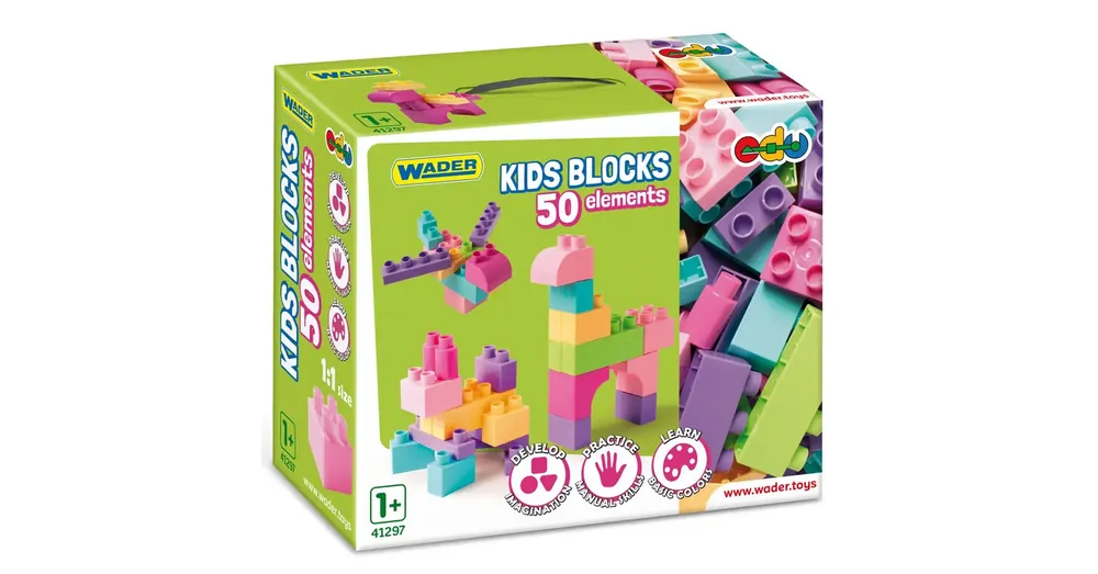 Kids Blocks pasztell építőelemek 50 db-os szett – Wader Expressz kézbesítés