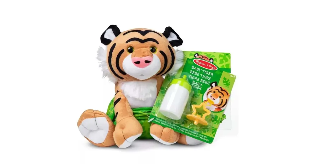Plüss bébi tigris kigeészítőkkel 28 cm – Melissa Doug Legnépszerűbb