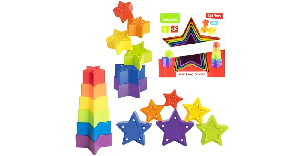Árcsökkenés Little Stars Színes csillag formájú toronyépítő bébijáték
