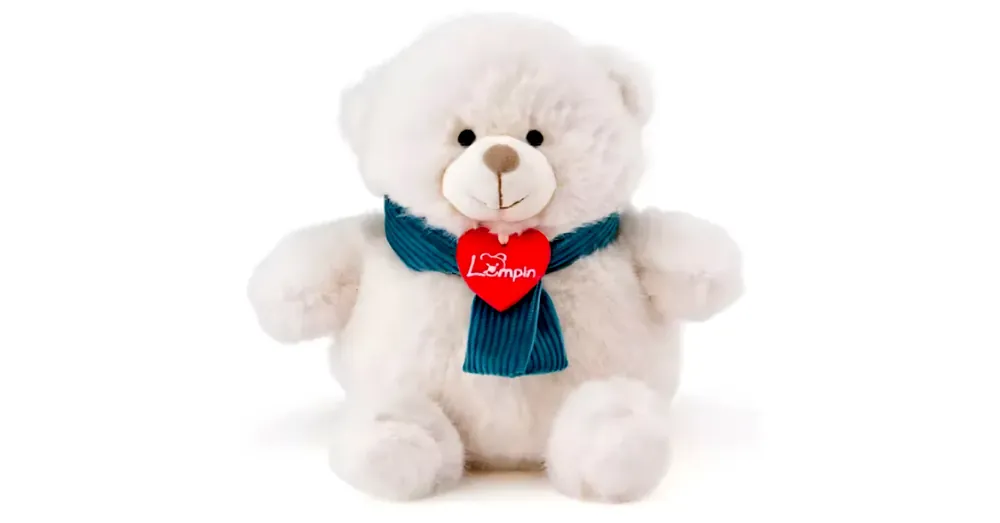 Olcsó Teddy fehér plüss maci kék sállal 18 cm – Lumpin