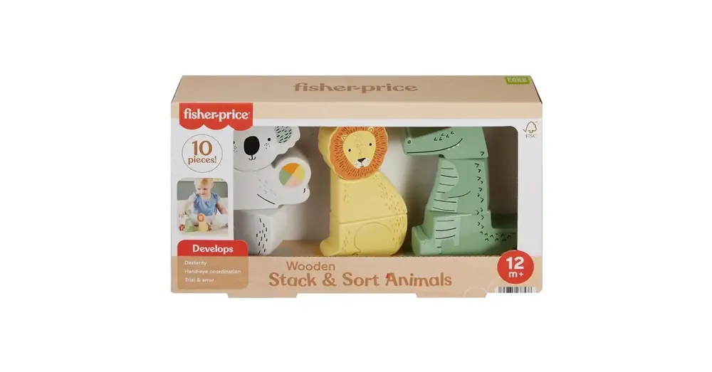 Szuper ajánlat Fisher-Price Wood Fa állatos rakosgató – Mattel