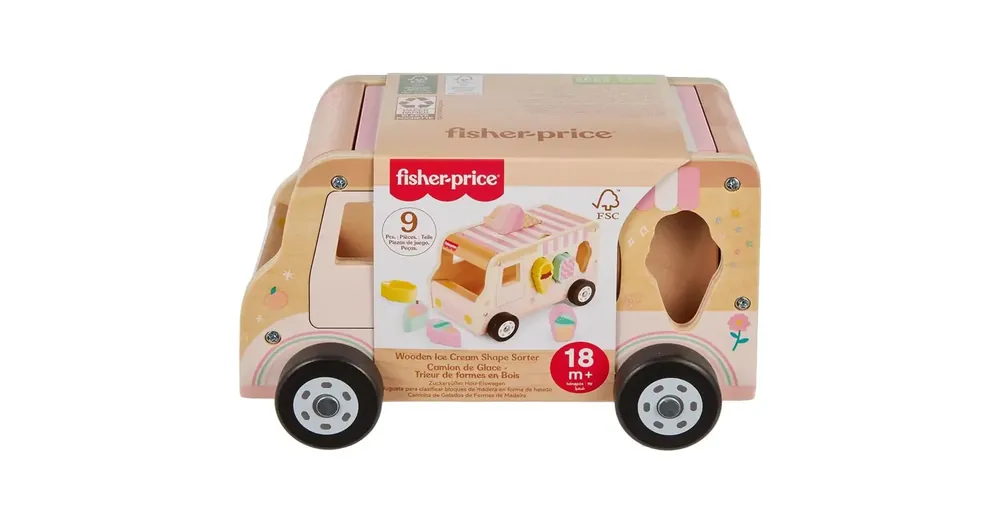 Legkelendőbb Fisher-Price Wood Fa Fagyikocsi formaválogató – Mattel
