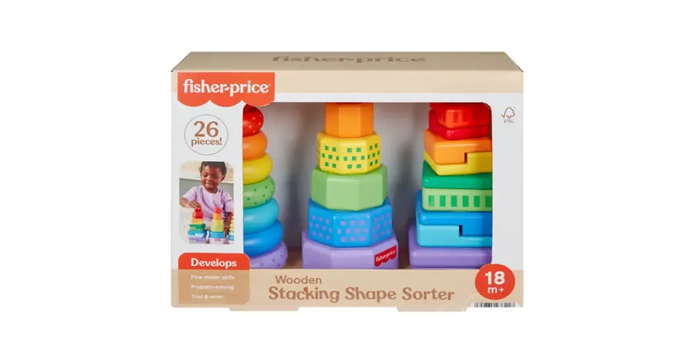 Fisher-Price Színes formaválogató és toronyépítő piramis játékszett – Mattel Végkiárusítás