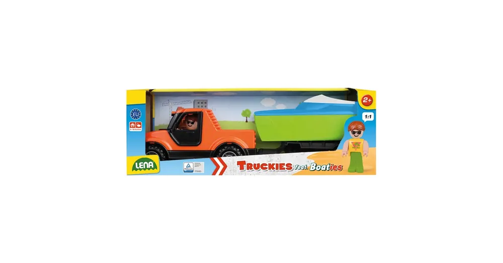 Lena Truckies Pick-up autó csónakutánfutóval és vitorlás hajóval dobozos 35 cm Vedd meg online
