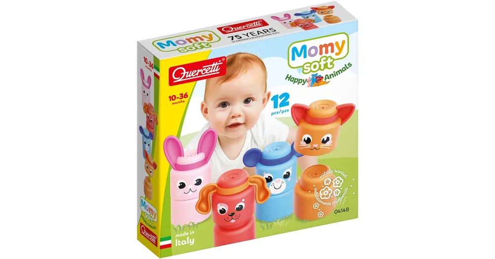 Quercetti Momy Soft boldog állatok 12 db-os puha építőkocka szett Legkelendőbb