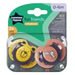 Különleges ajánlat Tommee Tippee FunFriends 2 db-os ortodontikus cumi szett több változatban (0–6 hó)