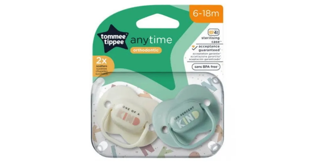 Tommee Tippee AnyTime 2 db-os fogszabályzós cumi szett (6–18 hó) Gyors szállítás