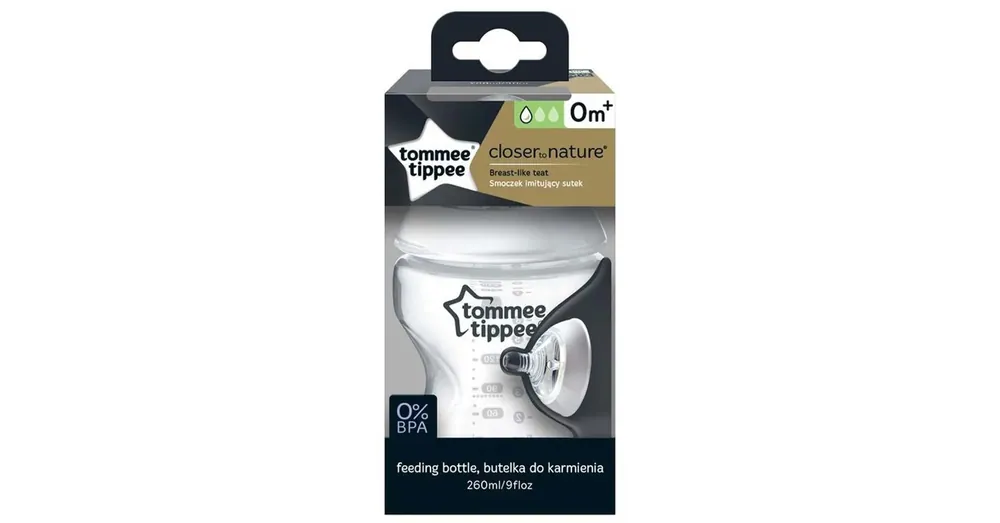 Tommee Tippee Closer To Nature átlátszó cumisüveg 260ml (0 hó+) Árcsökkenés