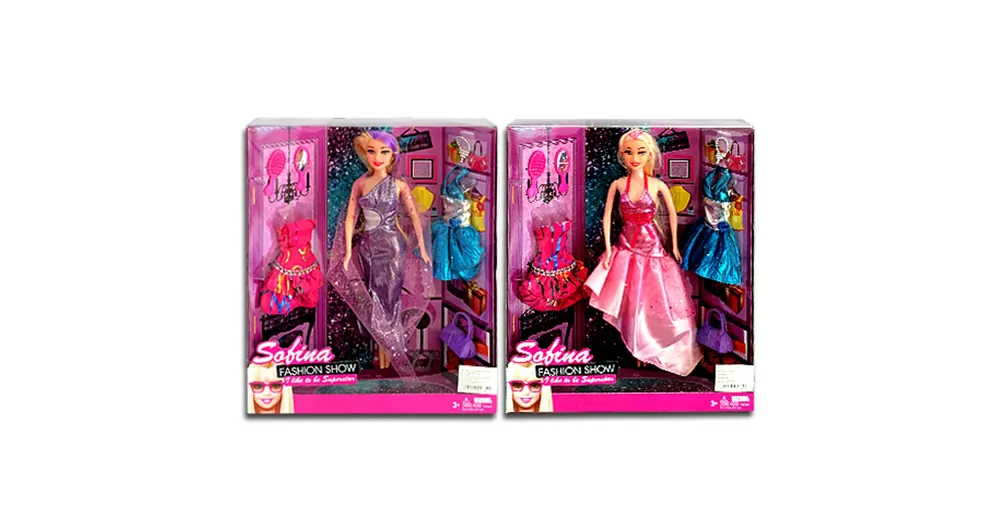 Sofina Fashion Show party ruhás baba extra ruhákkal és kiegészítőkkel 2 változatban Azonnal elérhető