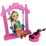 Alacsony ár Katie Sandra baba pink hintával és hegedűvel 10 cm