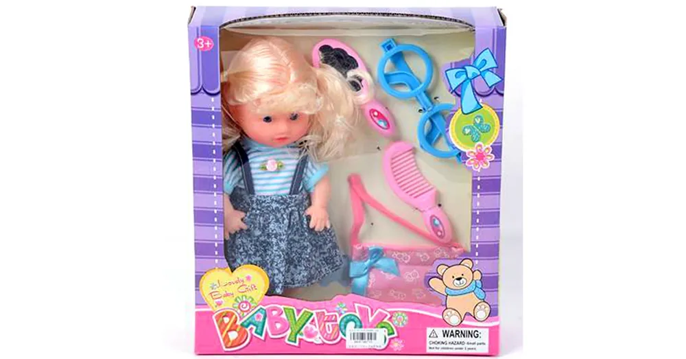 Népszerű Baba szemüveggel és kiegészítőkkel 28 cm