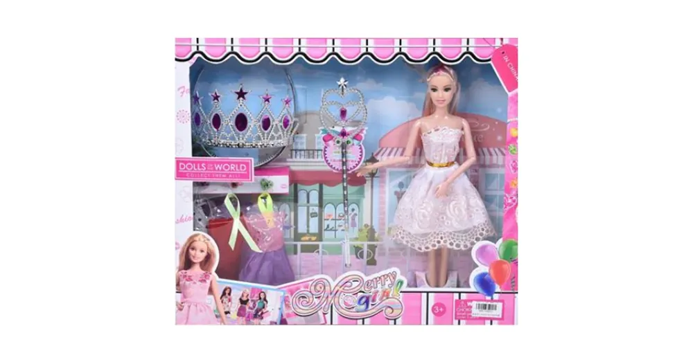 Dolls World Divat baba jogarral és tiarával Prémium
