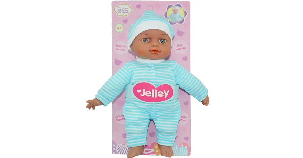 Jelley baba kék csíkos ruhában 25 cm Nézd meg most